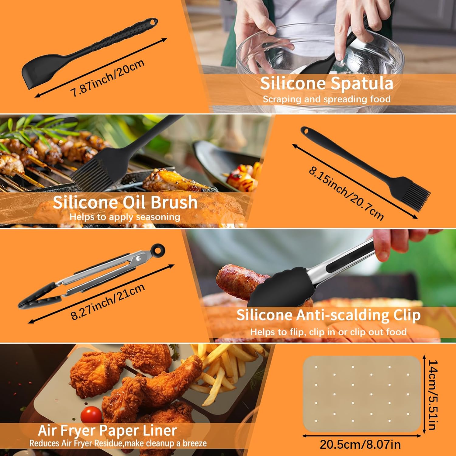 Moule silicone air fryer - accessoires 24 pièces - pour Ninja Foodi 10.4L - compatible AF500EU