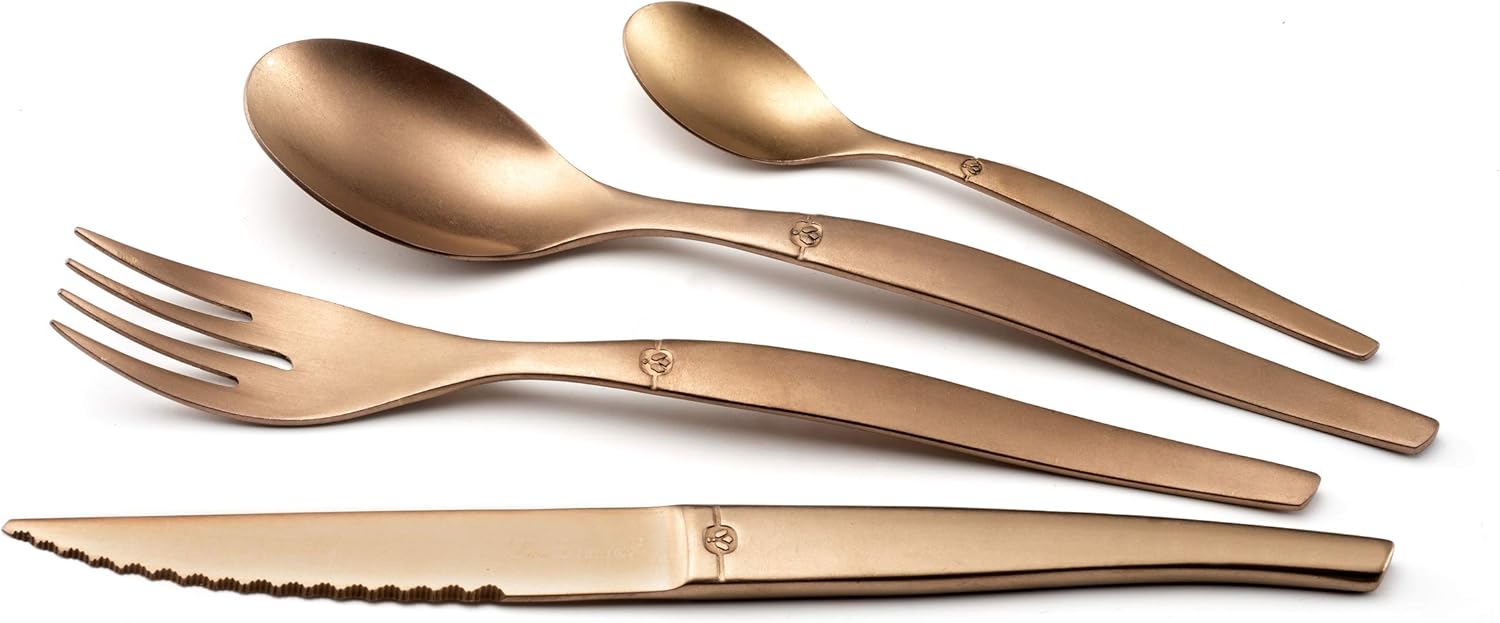 Lou Laguiole - Jet - 16 couverts pour 4 pers. inox 18/0, finition PVD cuivre