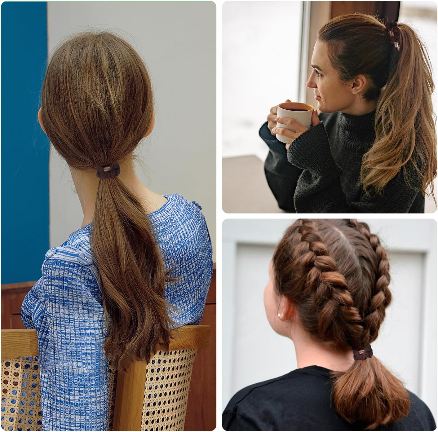 JessLab - Élastiques Cheveux Soie Satin, lot 10, doux, sans dommage