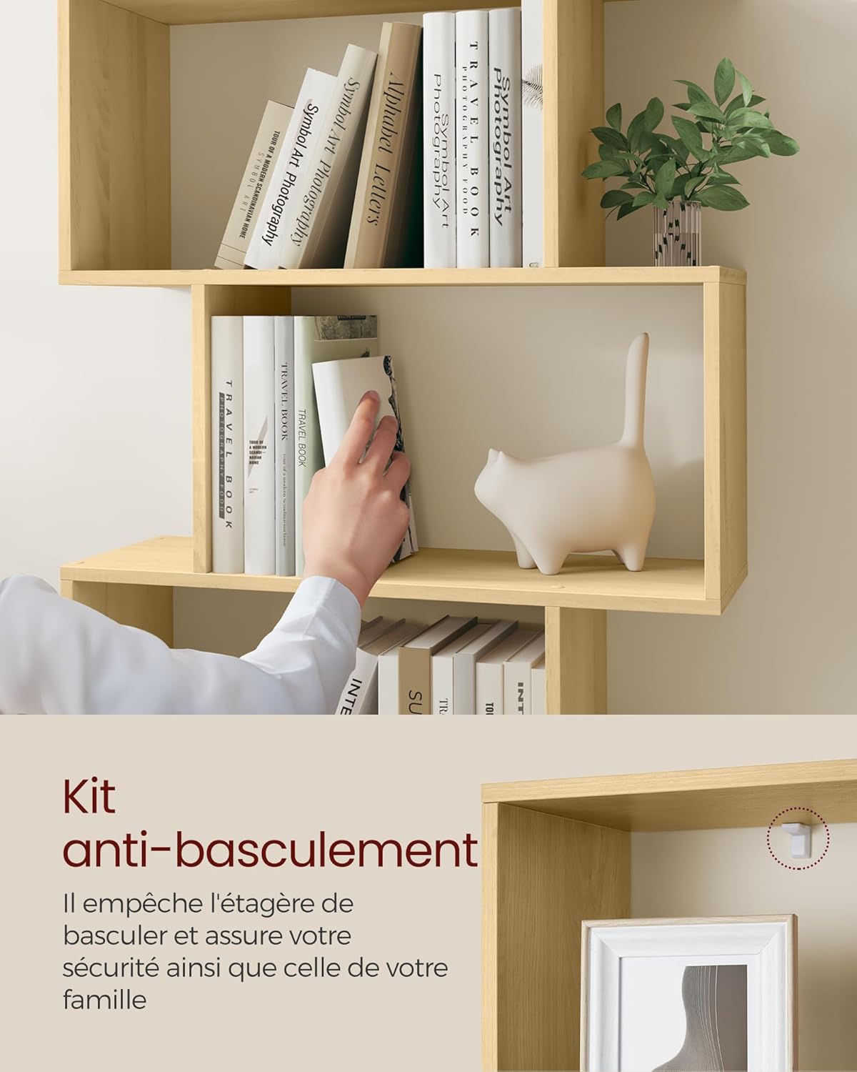 VASAGLE - bibliothèque 6 niveaux - 24x70x191 cm - chêne naturel - LBC061T70