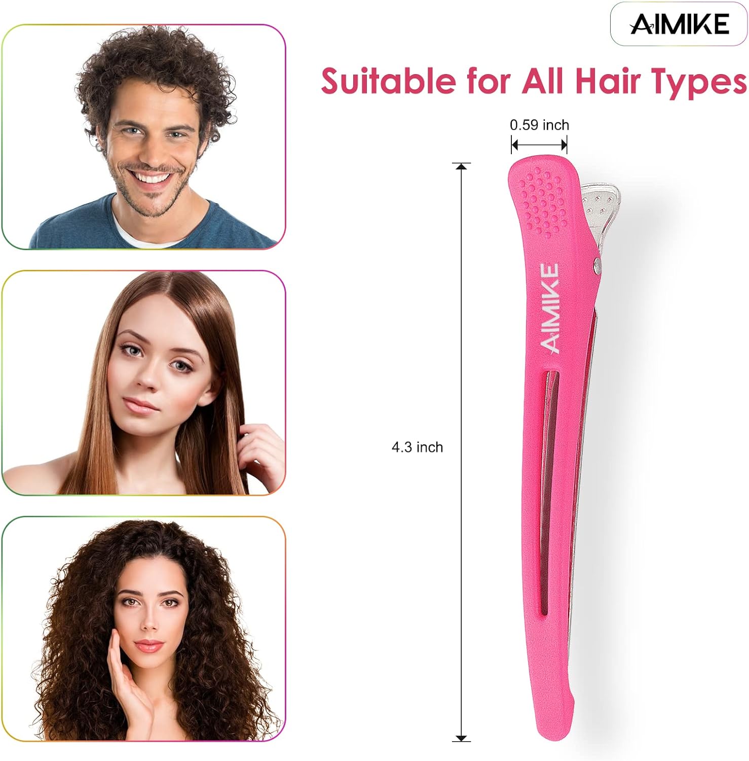 AIMIKE - Pinces à cheveux professionnelles néon 4,3