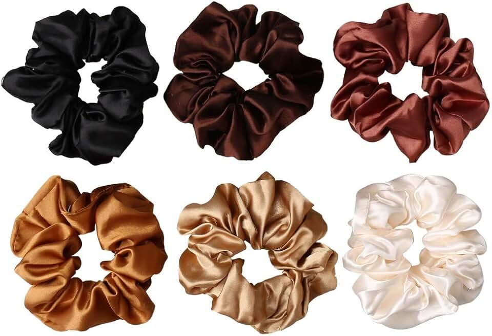 Nuoshen - chouchous satin colorés - lot de 6 - élastiques doux et résistants