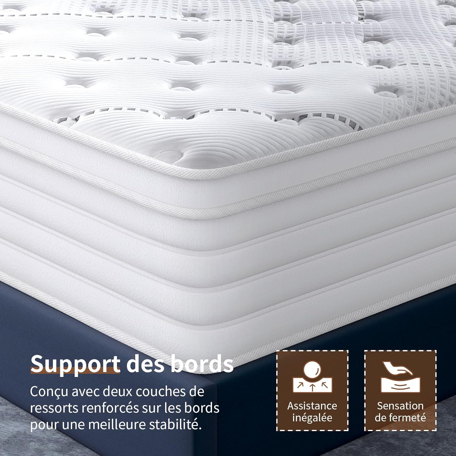 Matelas - 7 zones, 140x190x28cm, ressorts ensachés, fermeté moyenne