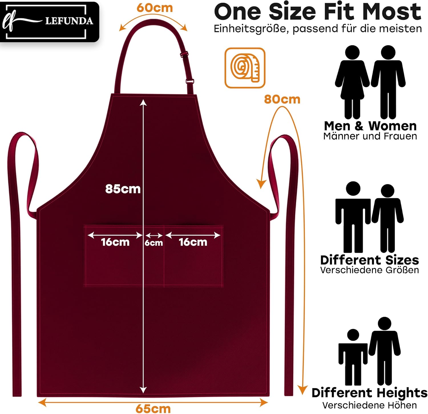 LEFUNDA - Tablier étanche réglable 3 poches longues lanières