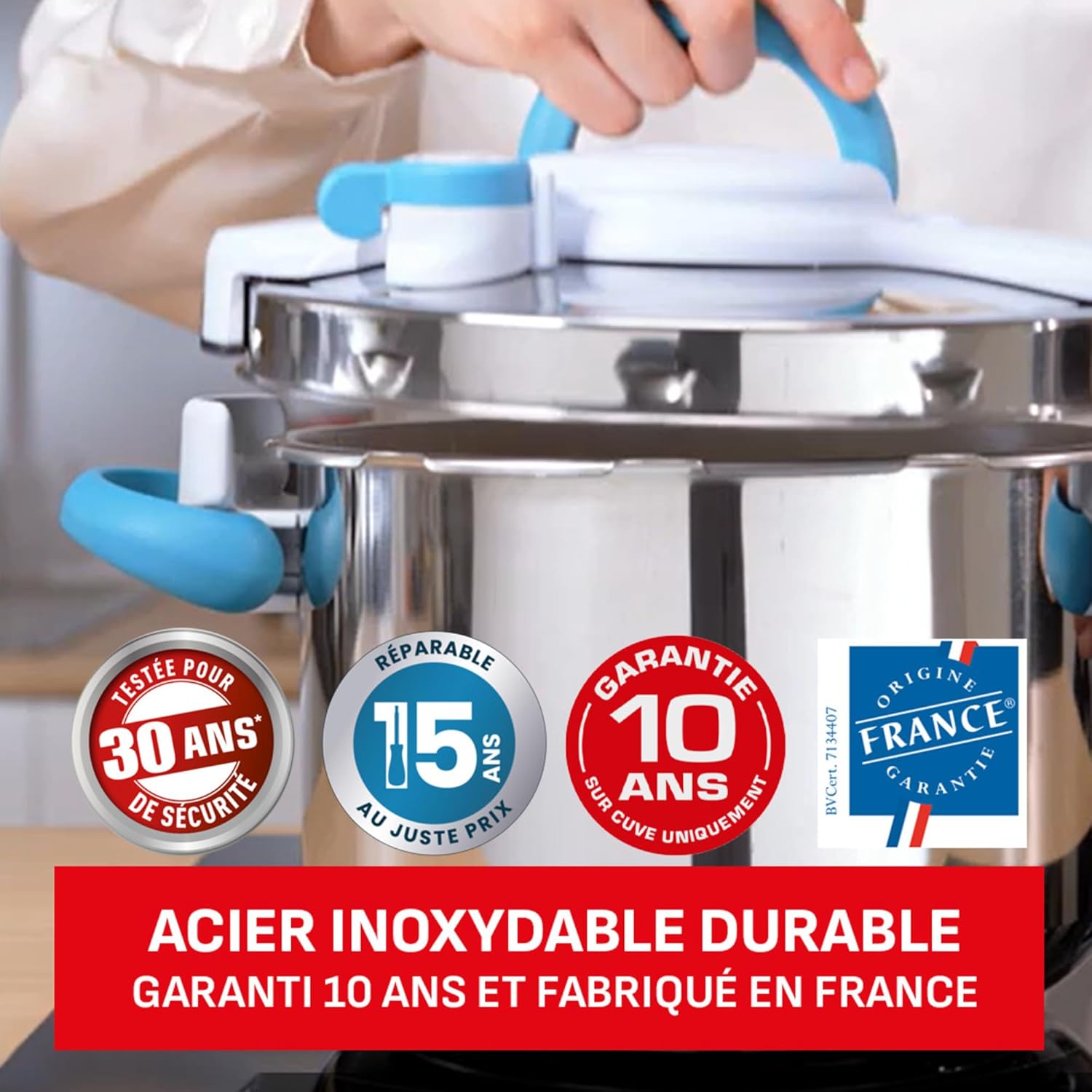 SEB - ClipsoMinut' Easy+ 9L - ouverture facile, inox, induction - P4904916