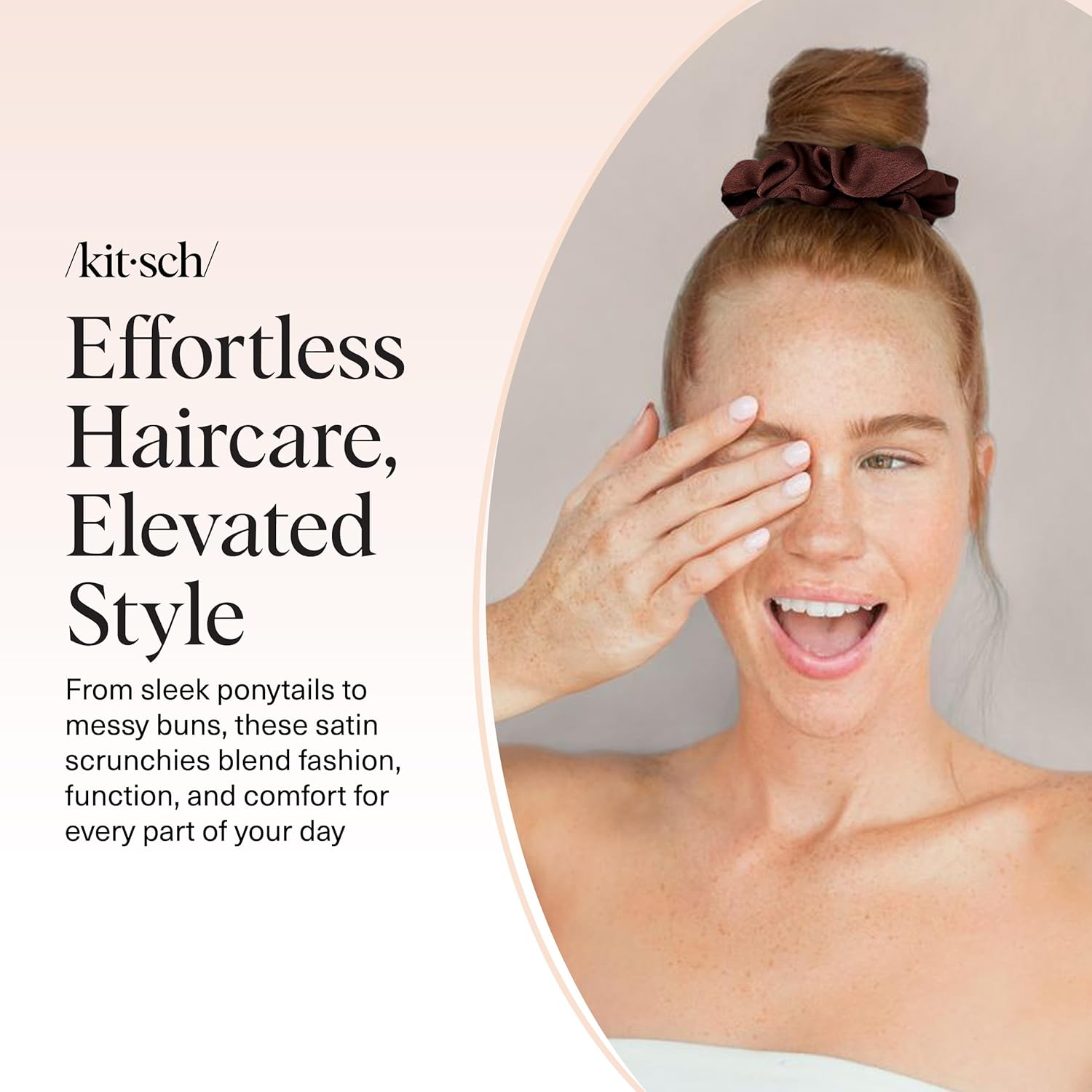 Kitsch - Chouchous satin femme, 5 pièces - élastiques anti-plis, adaptés jour/nuit, tous cheveux