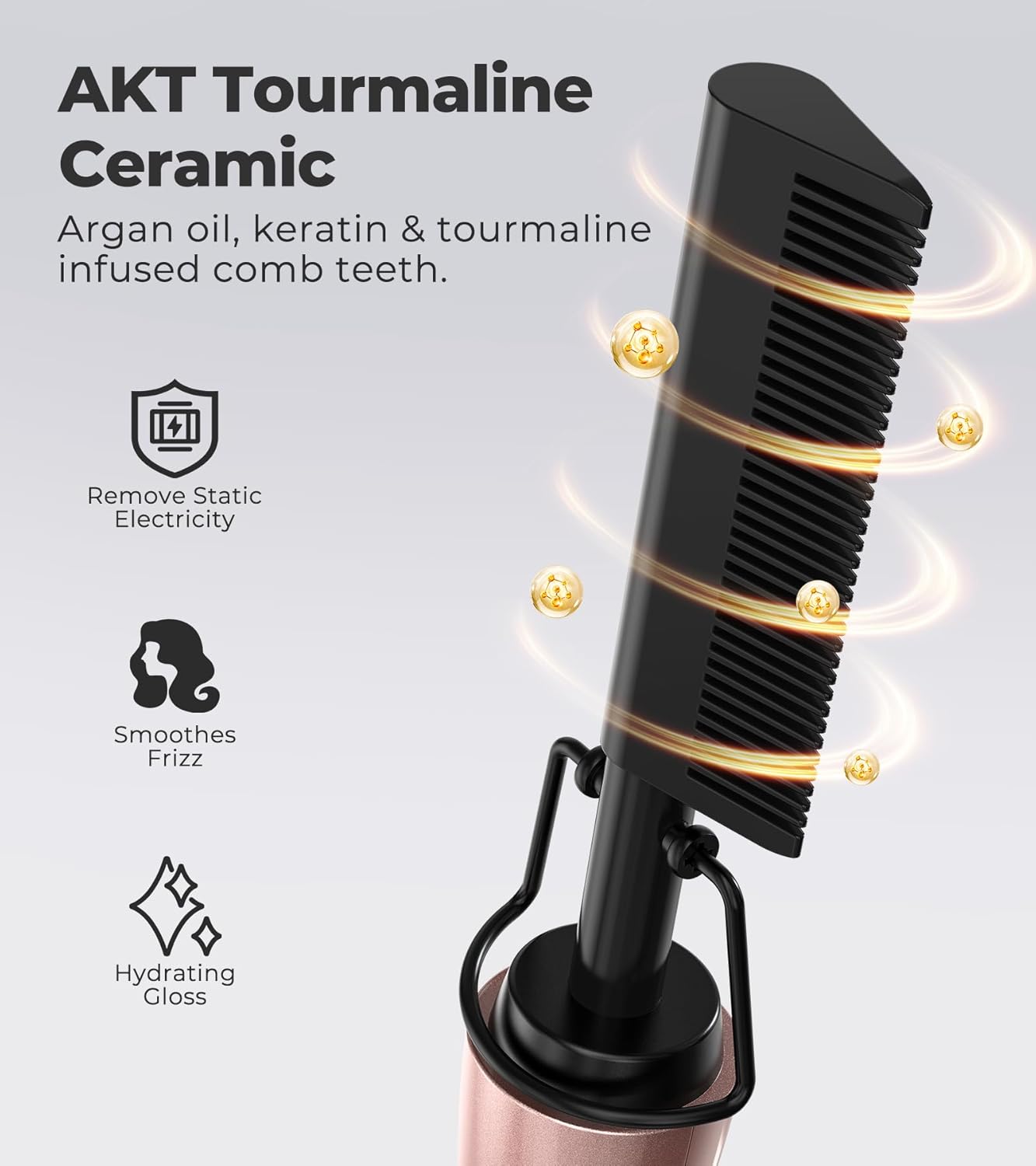 Farery – Peigne Chauffant Lisseur – Temp. réglable, arrêt auto, double tension