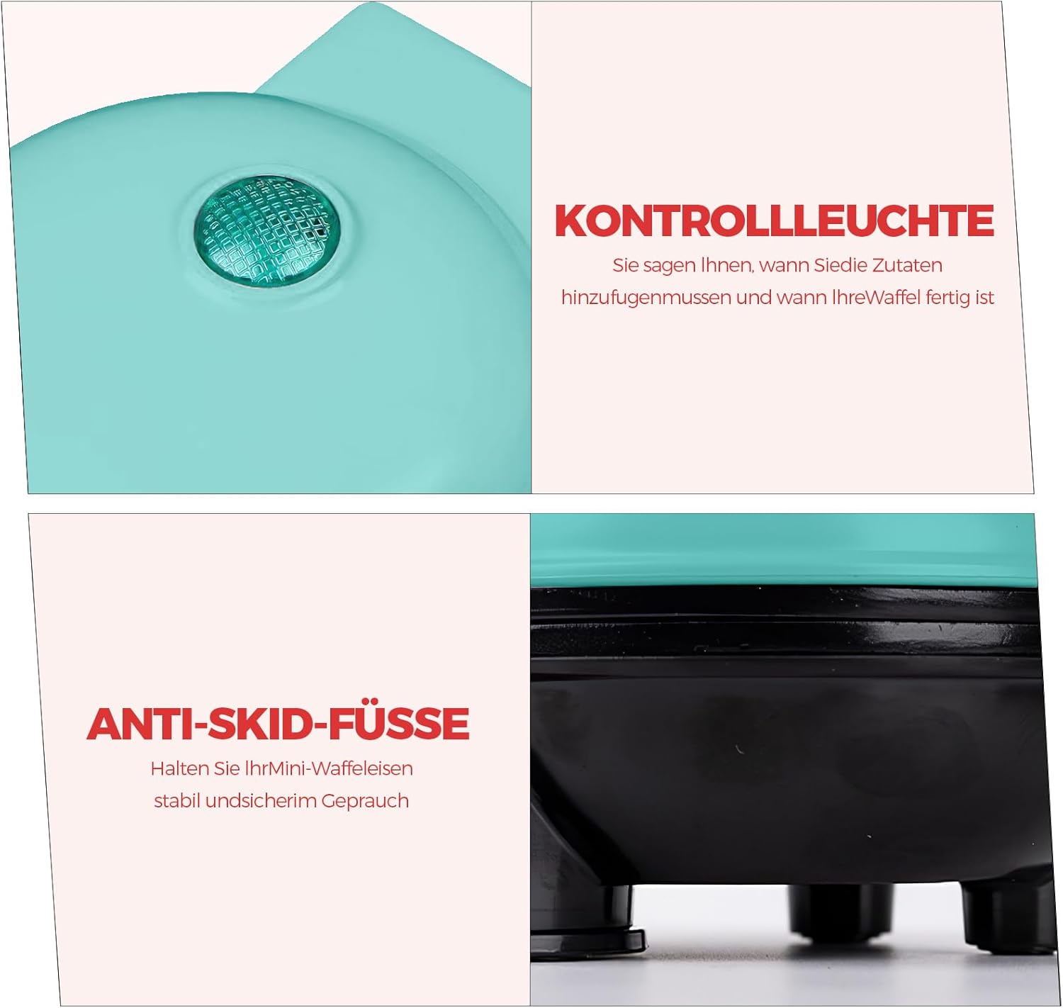 Mini gaufrier - rétro vert - compact - plaques antiadhésives