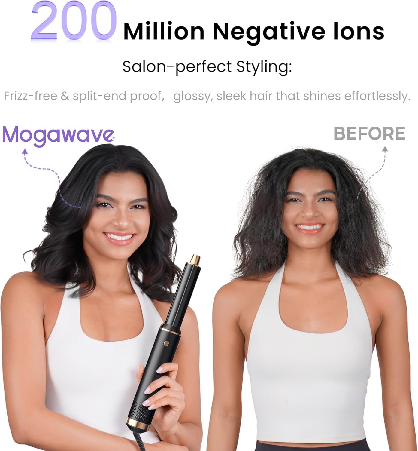 Brosse soufflante 6 en 1 - 1000W - boucleur 30mm - vitesse réglable