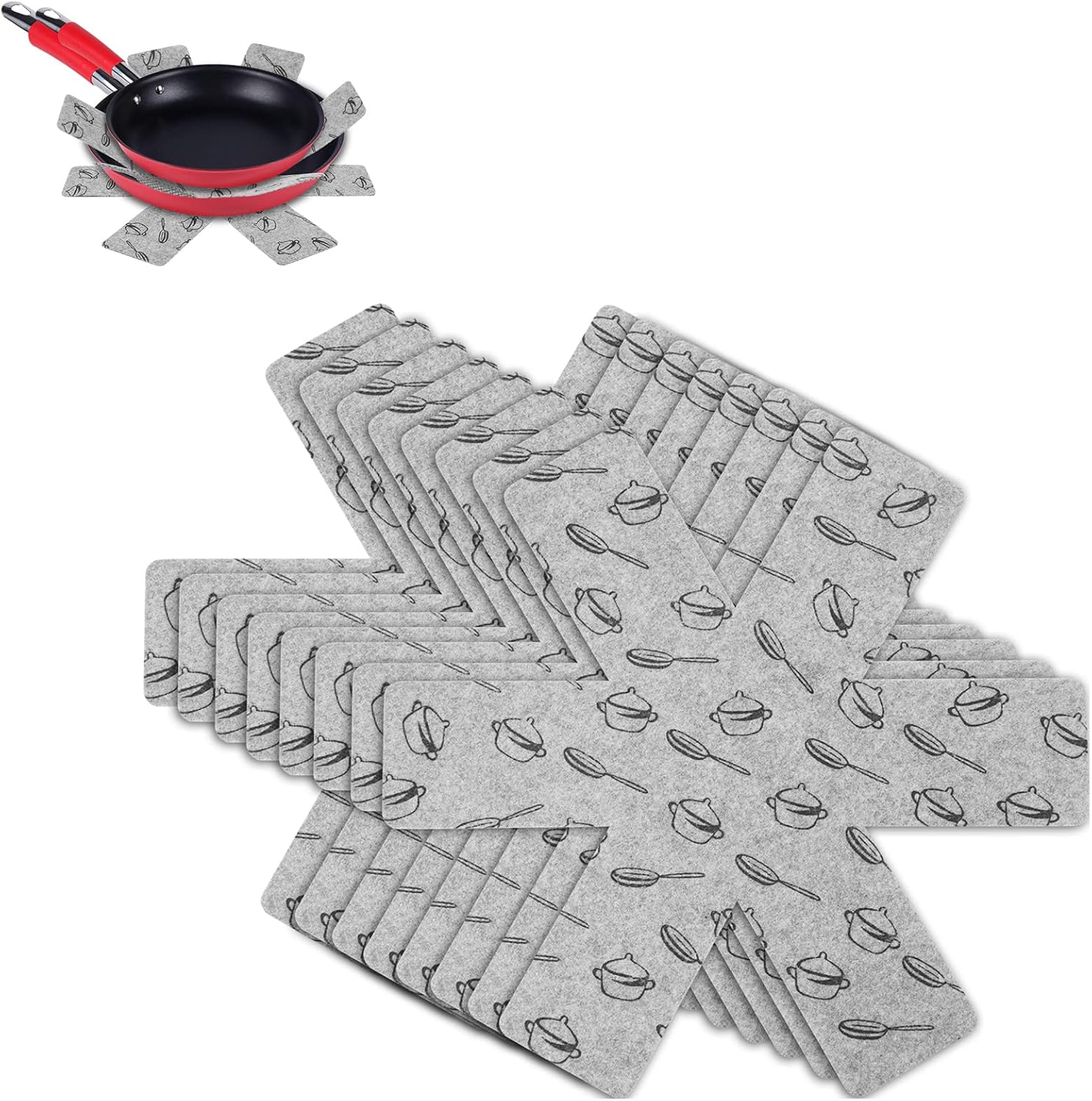 flintronic - Protection Casseroles & Poêles - 38cm - Lot 8 pièces, protège des rayures