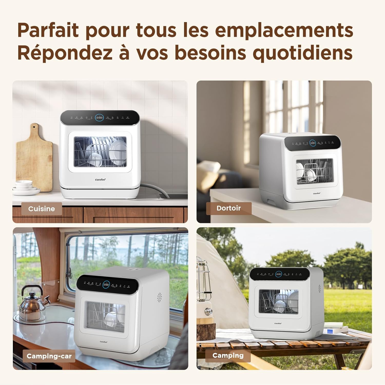 Comfee' - lave-vaisselle 3 couverts, 7 programmes, écran LED, MFD42S110W-IT