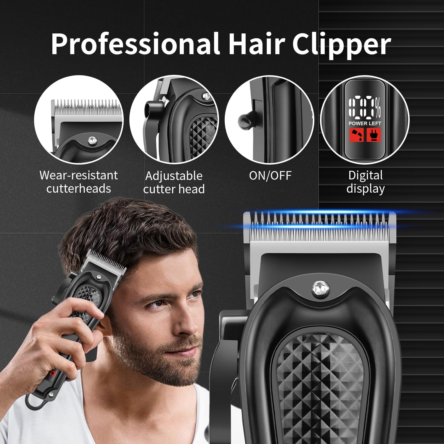 HIENA - Tondeuse Pro sans fil - kit complet, lame acier, 3 pcs