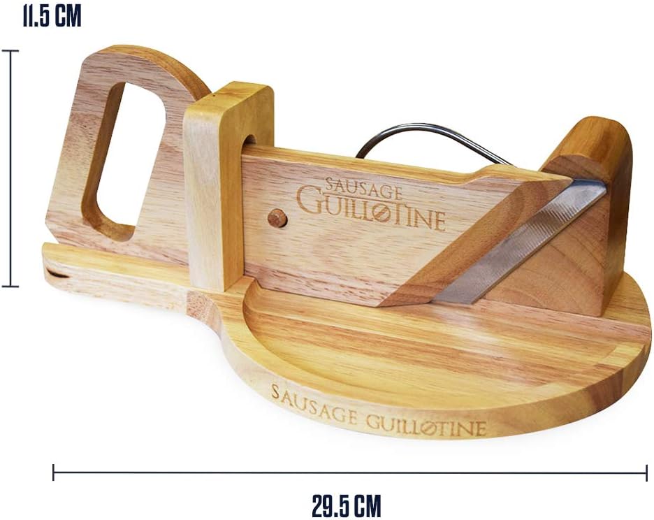 Mikamax - Guillotine à saucisse bois massif - coupe-légumes, tranche-fromage - compacte et robuste