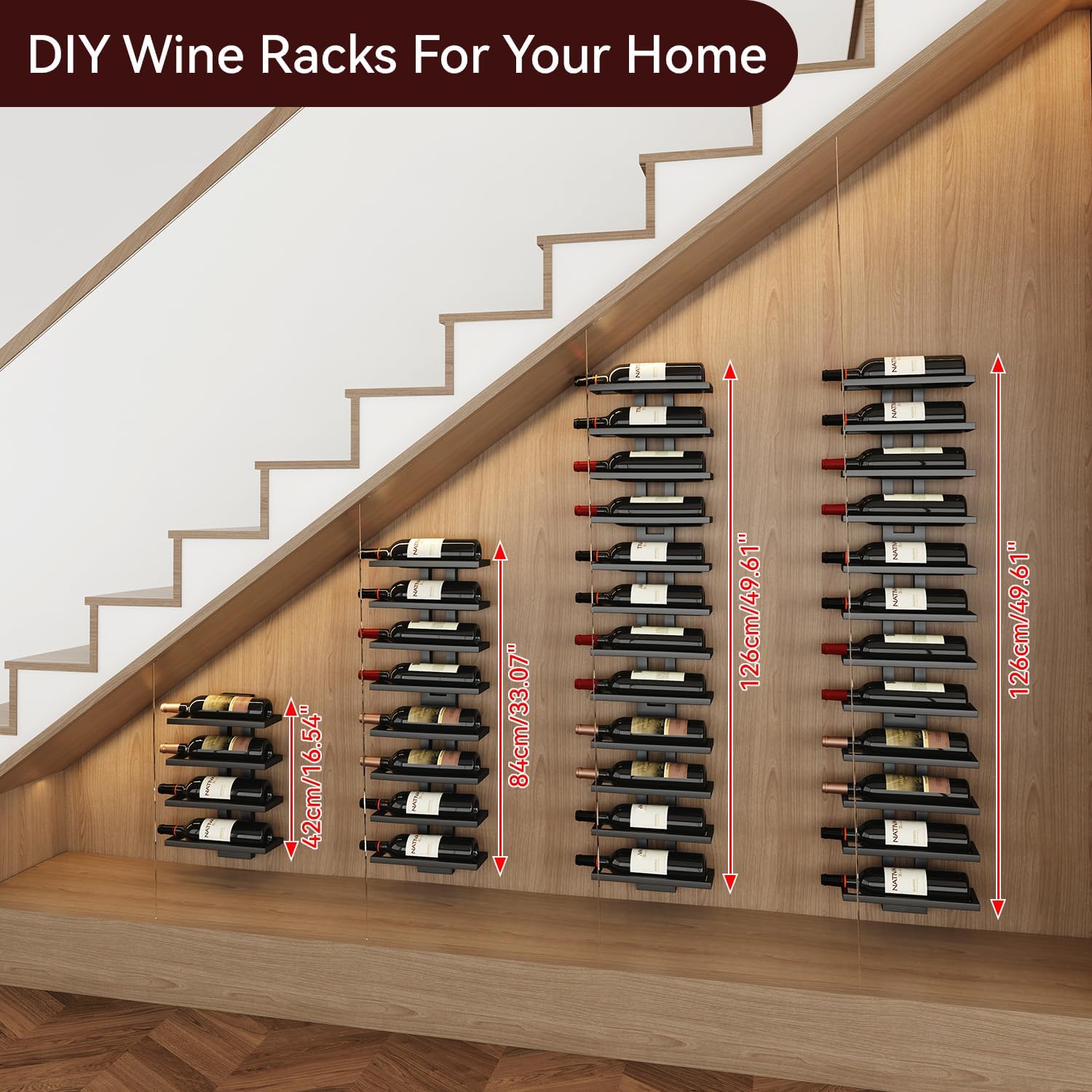 IBUYKE - casier à vin mural, 12 bouteilles, métal, noir - TMJ909B