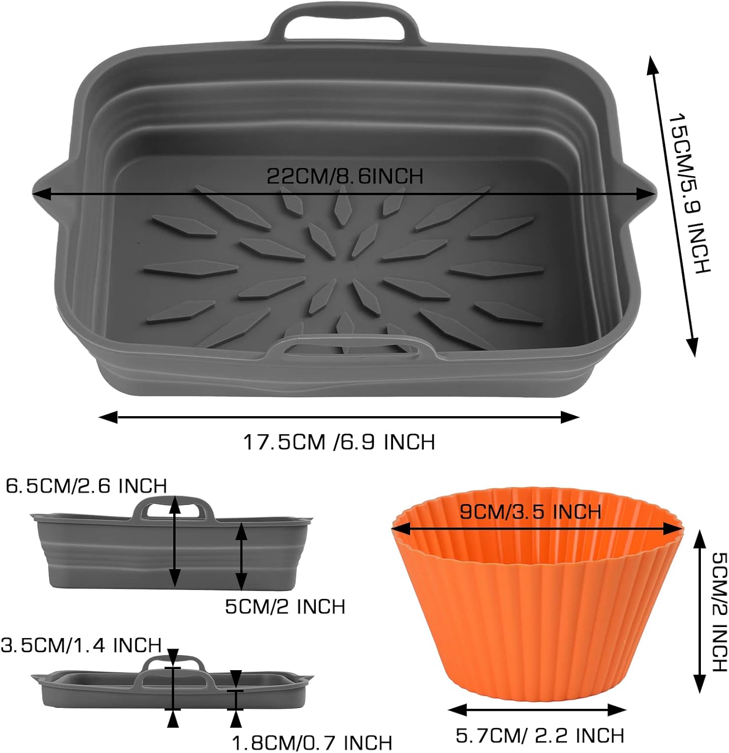 Paniers pliables air fryer - silicone - 4 moules muffins, tapis cuisson