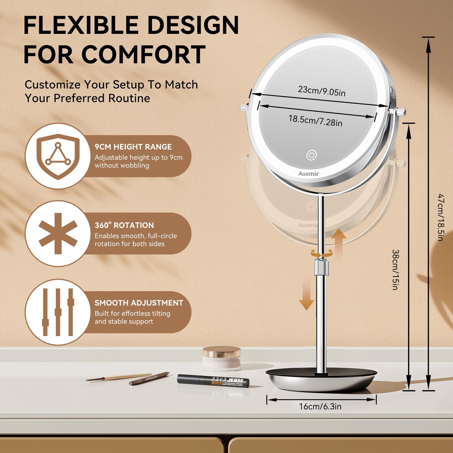 Auxmir - Miroir de maquillage double face 9