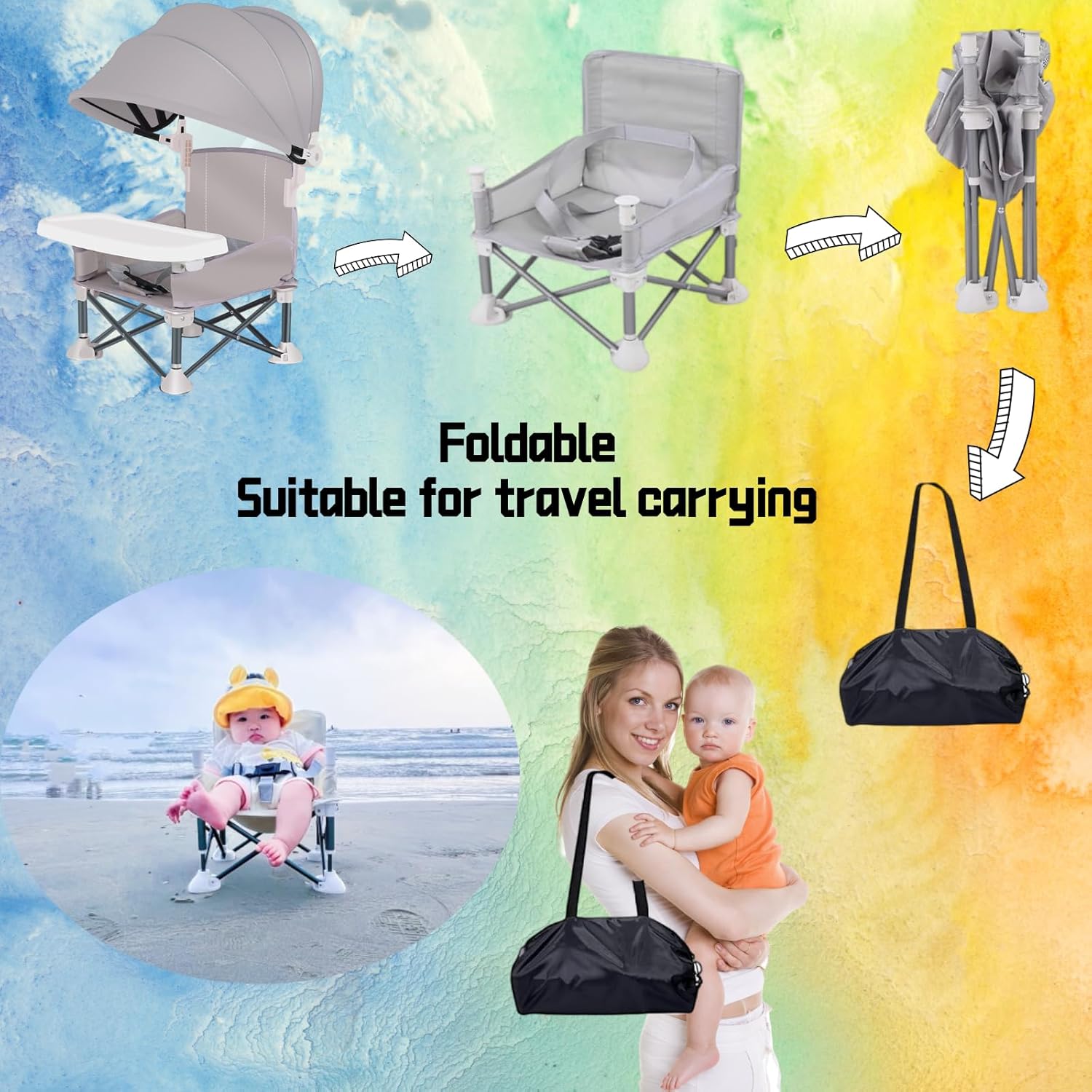 Little Bean - rehausseur chaise pliable bébé, plateau amovible, portable