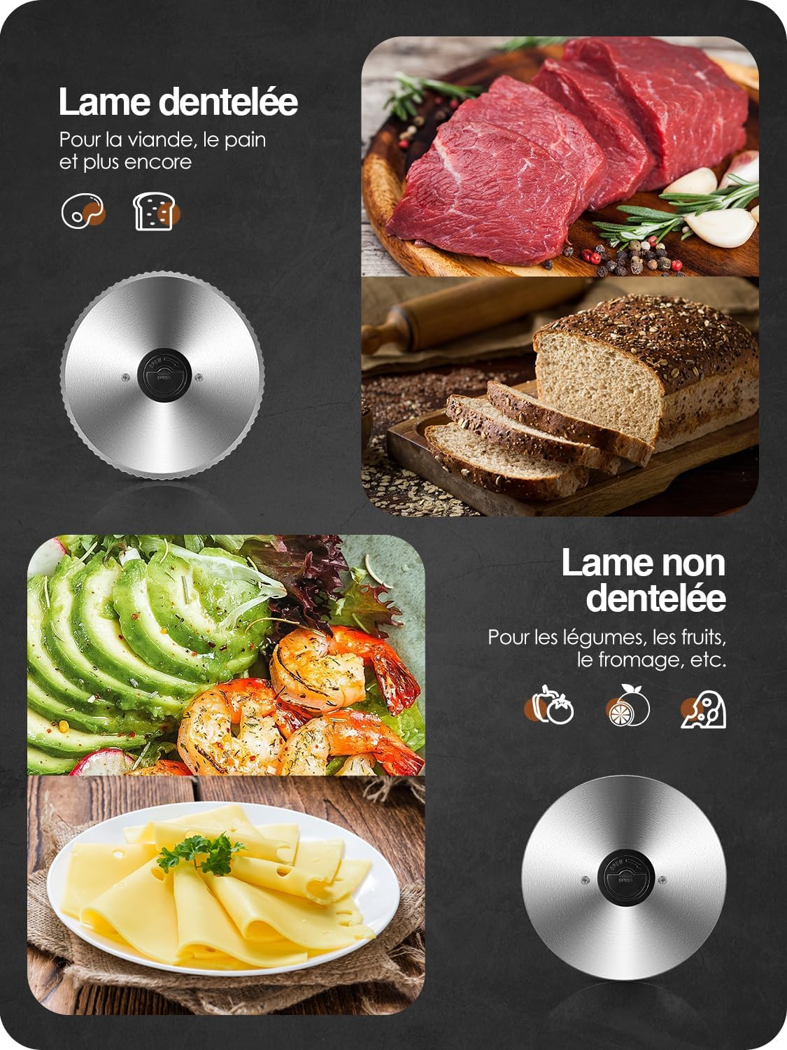 YASHE - trancheuse électrique 250W - 19cm, 0-15mm, 2 lames