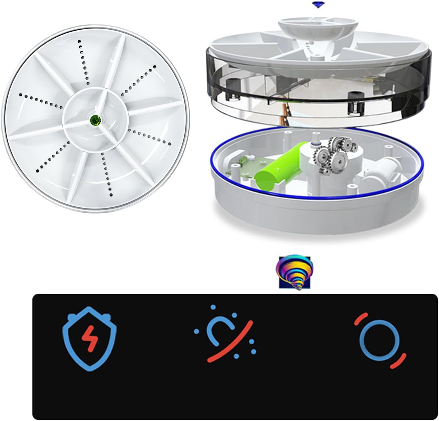 Gadget de nettoyage portable - lave-vaisselle électrique compact ABS - idéal fruits/légumes - petit format