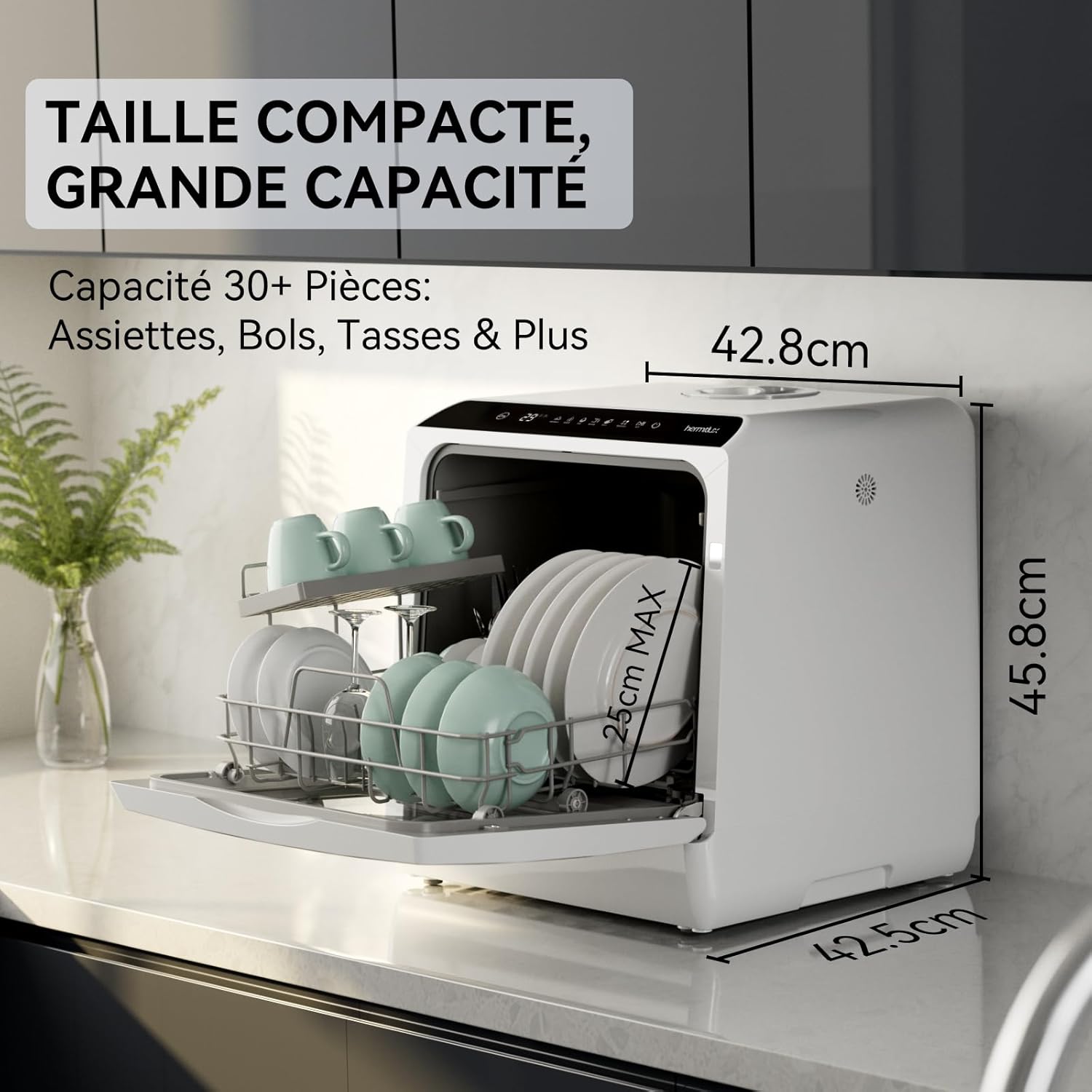 Hermitlux - Mini lave-vaisselle, 43 cm, 4 couverts, sans raccordement