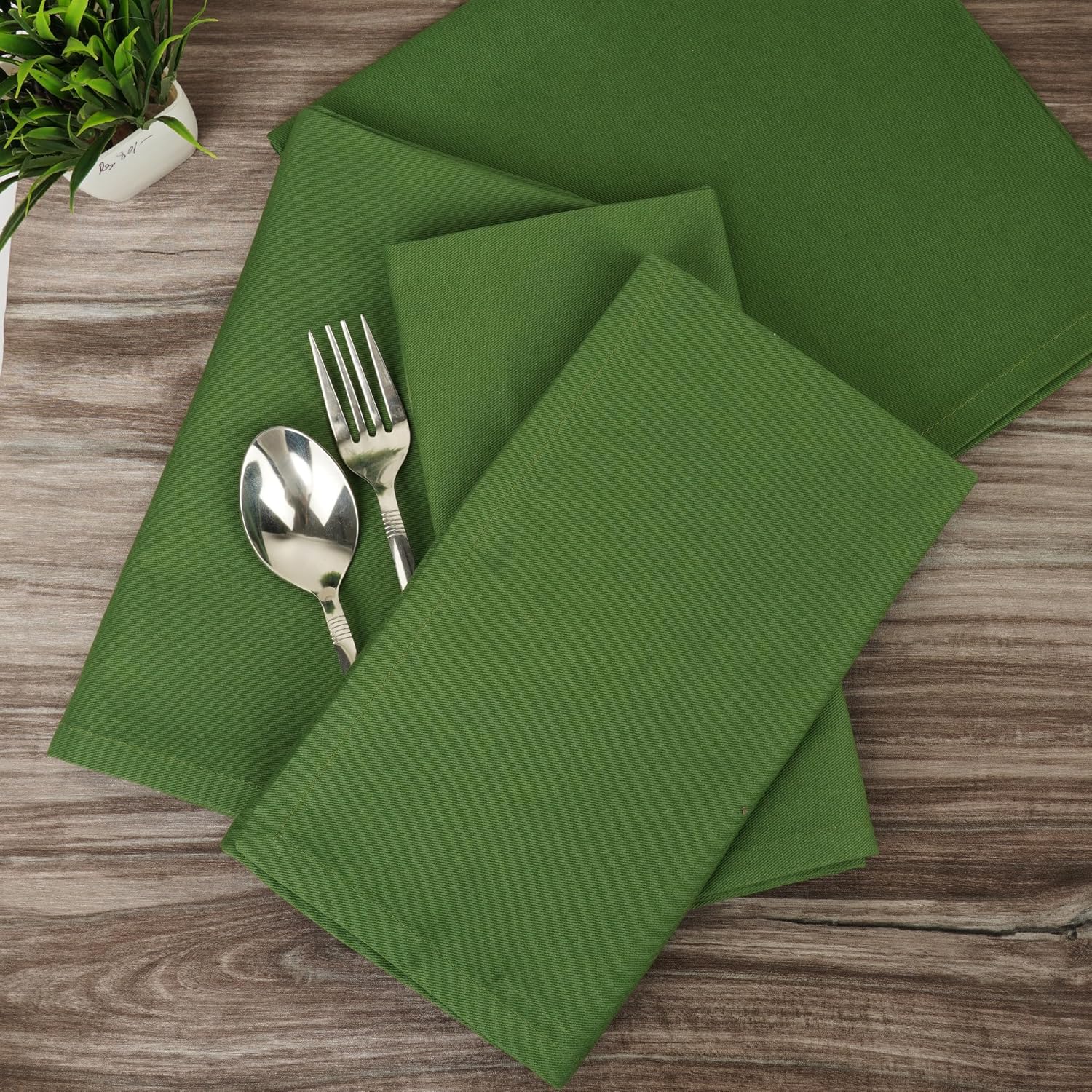 Sweet Needle - serviettes de table surdimensionnées 45x45 cm - coton épais, lot de 12, coins arrondis, vert