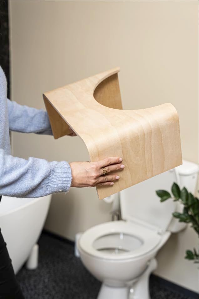 Well Care - Tabouret de toilette bois blanc - position squat - Fabriqué France