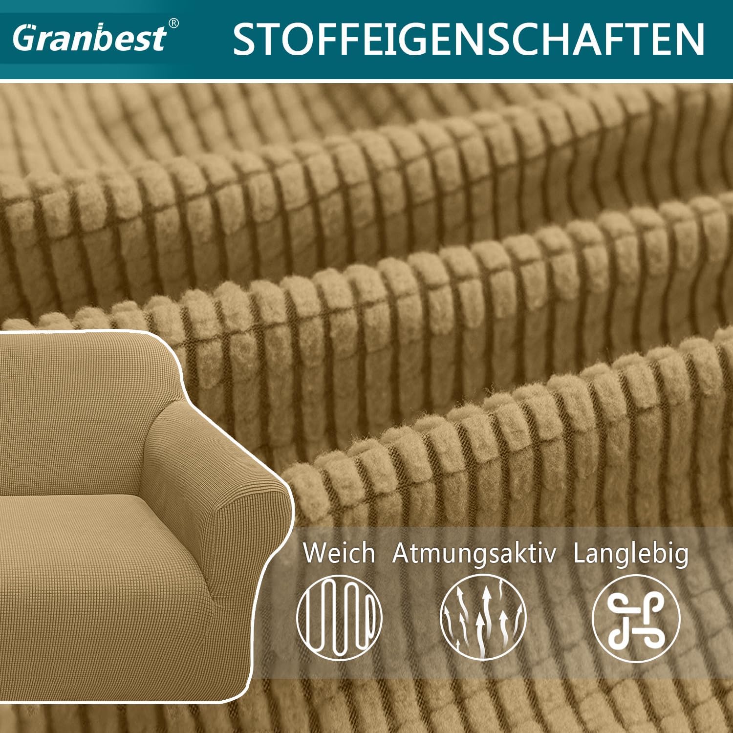 Granbest - housse canapé jacquard 3 places - extensible, protection animaux