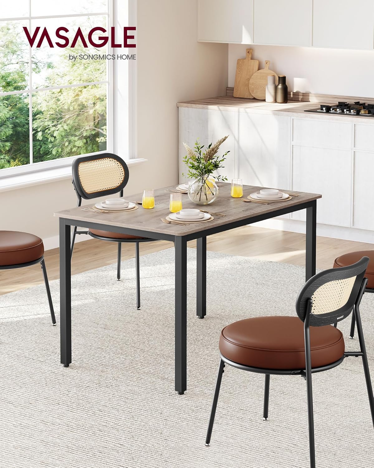 VASAGLE - Table de bar industrielle, 70x110x77 cm, 4 personnes, KDT081G01