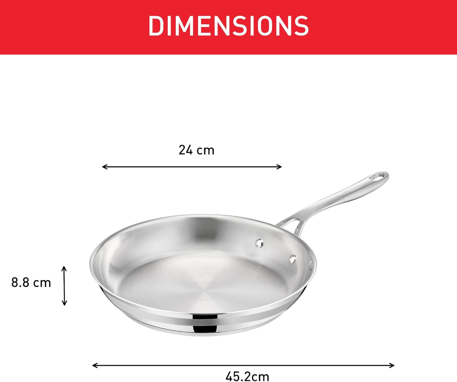 Tefal - Jamie Oliver Cook' Smart - poêle 24 cm - inox induction poignée rivetée - E3110455