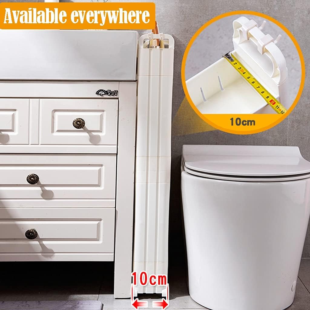 Chariot de rangement mince - 3 niveaux - 10cm - plastique blanc, à roulettes, organisateur mobile