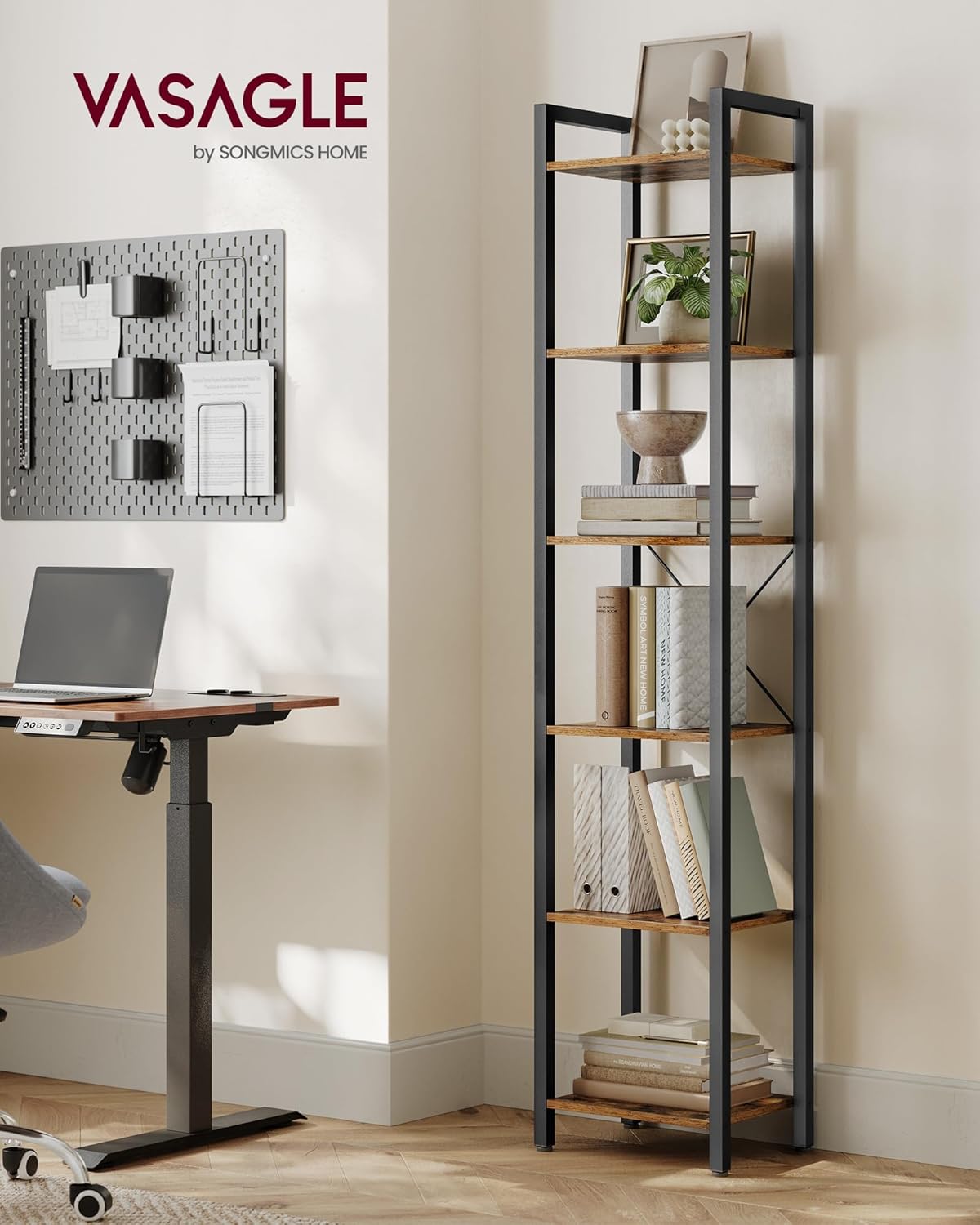 VASAGLE - étagère 6 niveaux style industriel 30x40x187,5 cm, LLS101B01