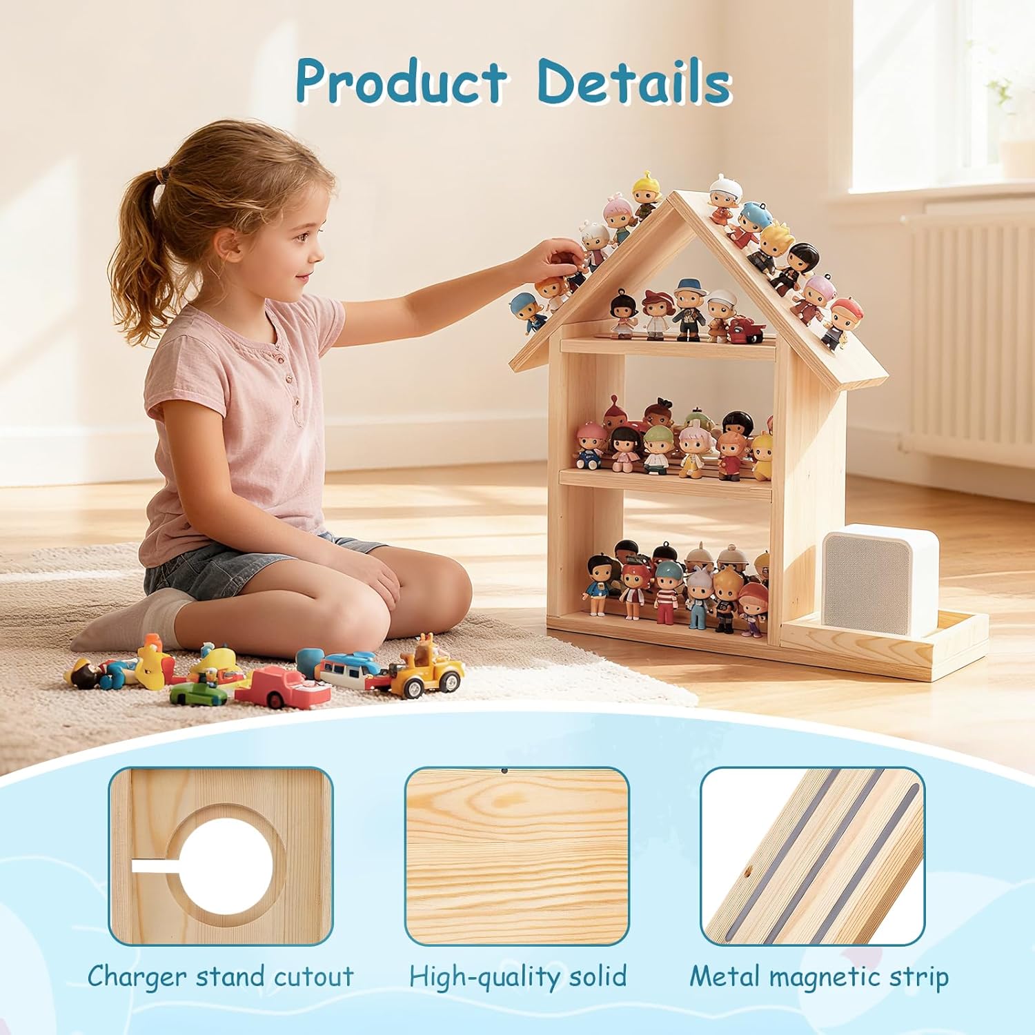 Étagère enfant - maison - grande capacité 85 figurines - murale/table