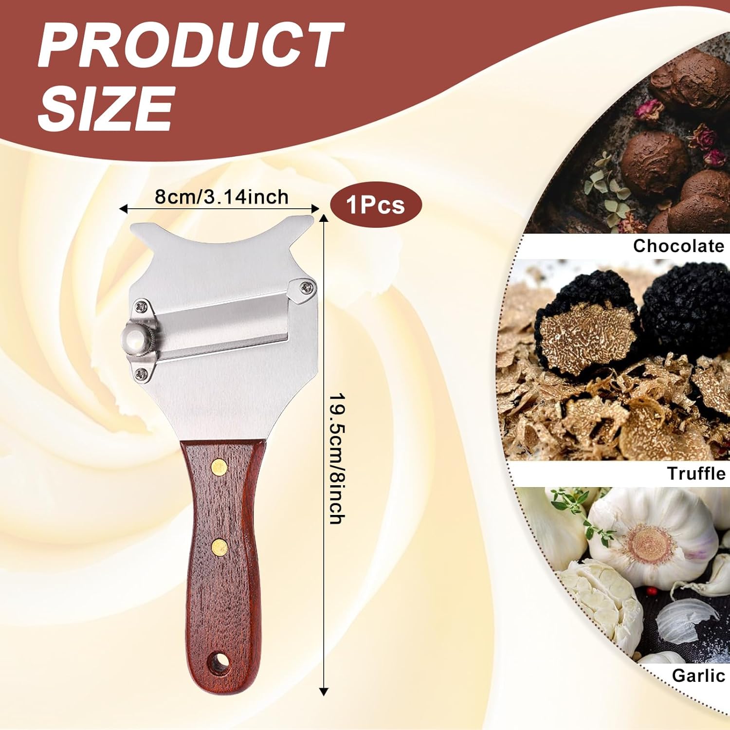 Coupe Truffe - trancheuse inox réglable 19,5x8 cm, multi-usages