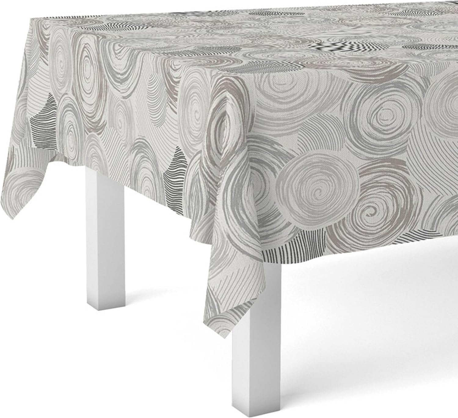 Nappe en toile cirée rectangulaire - 180x140 cm - imperméable, anti-taches, facile d'entretien, Circle Gris