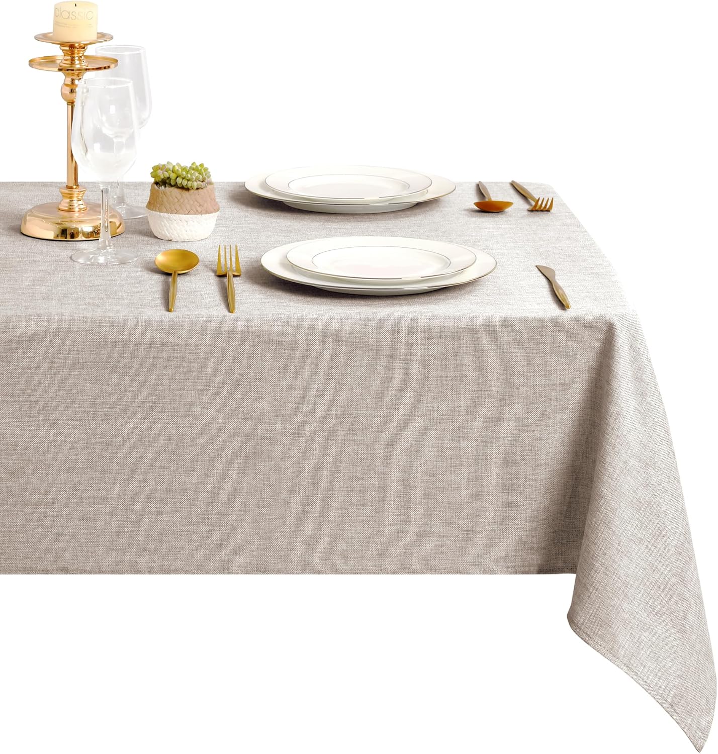 DWCN - Nappe Effet Lin Imperméable - 135x260cm - Anti-tache, Lavable - DWCN