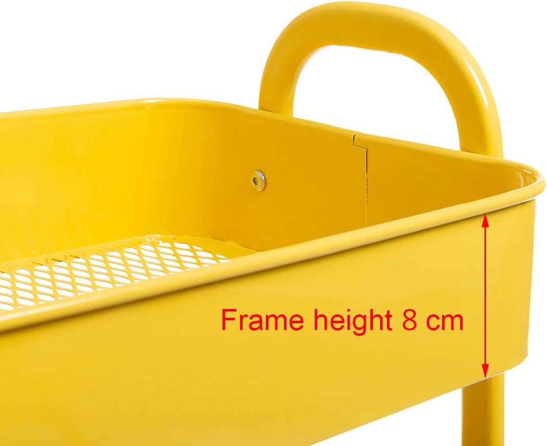 DOEWORKS - chariot de rangement métal 3 niveaux, roulettes, jaune
