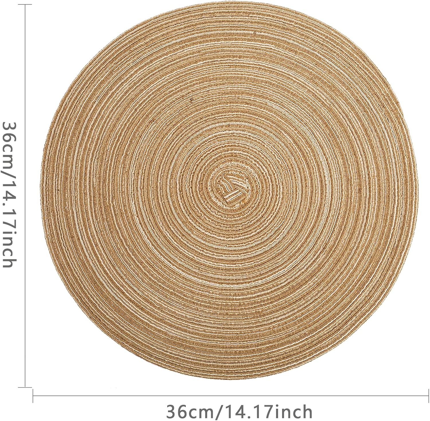 Sets de table ronds - PP tressé, 36cm - lot de 6, lavables, couleur café