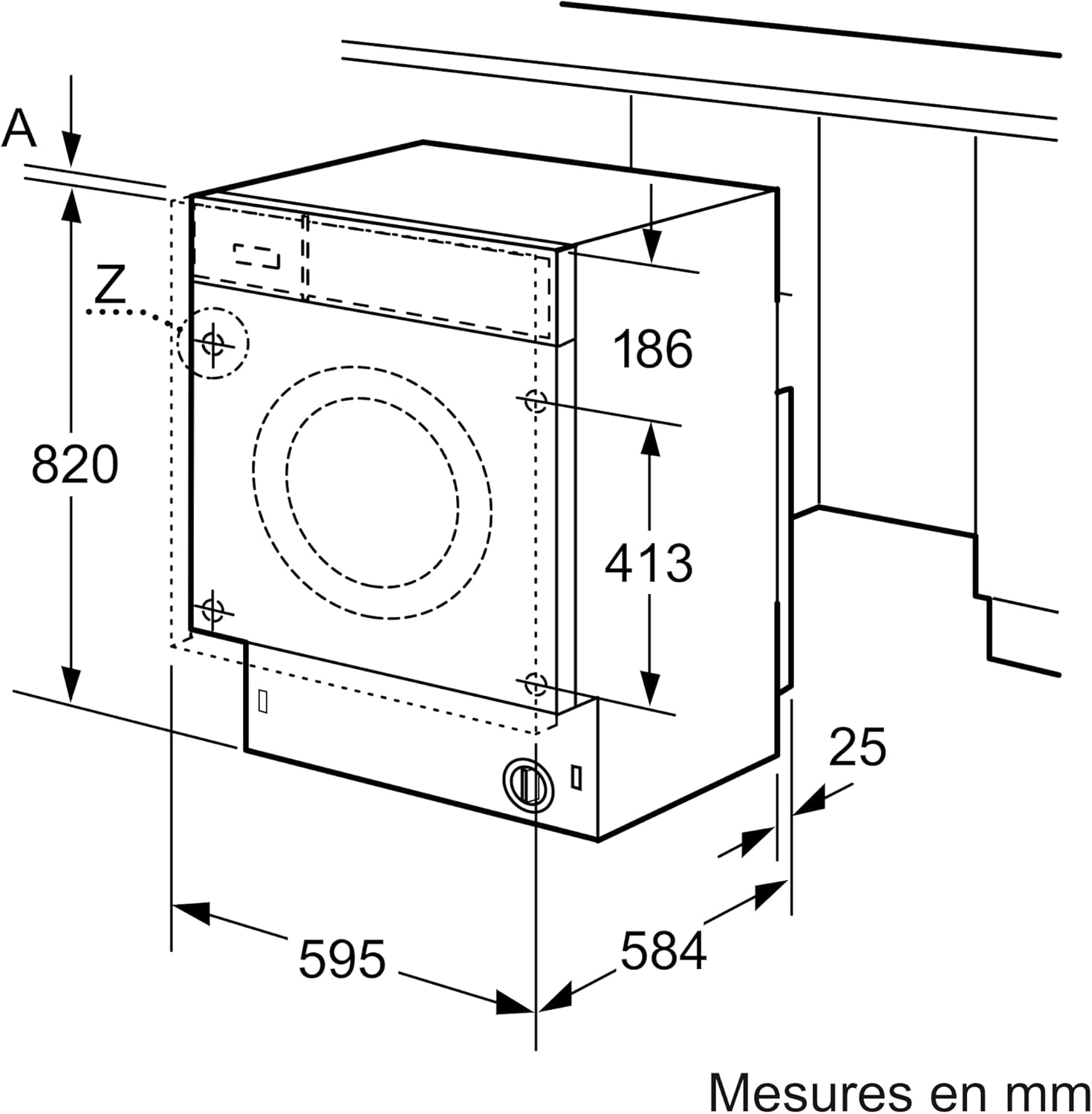 Bosch - Série 6, 7/4 kg, 1400 tr/min, moteur EcoSilence, encastrable WKD28543FR