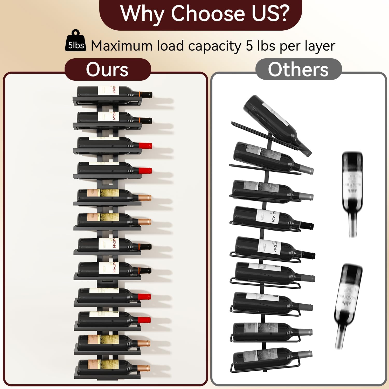 IBUYKE - casier à vin mural, 12 bouteilles, métal, noir - TMJ909B