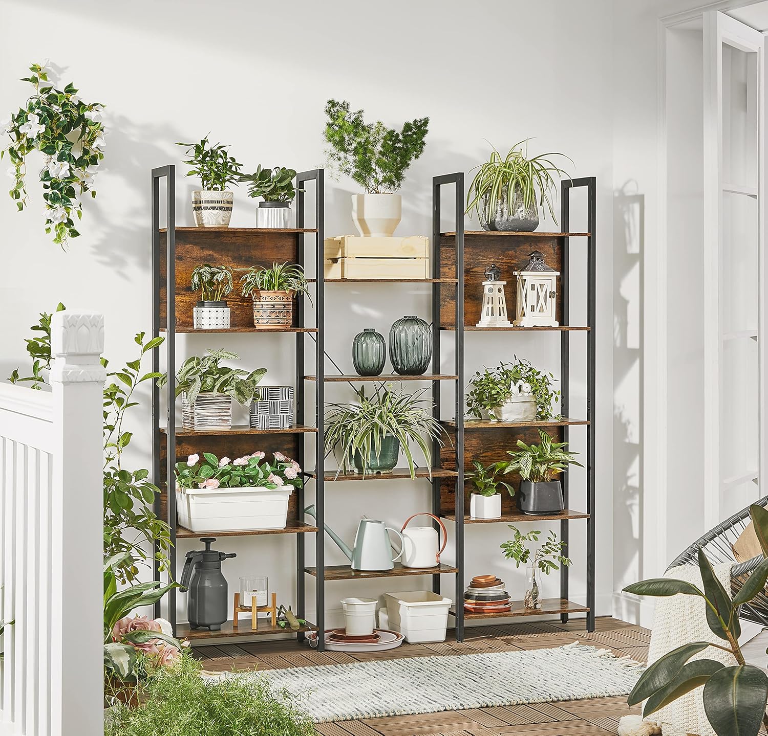 VASAGLE - étagère industrielle 14 cases, métal, 24x158x166cm, LLS107B01