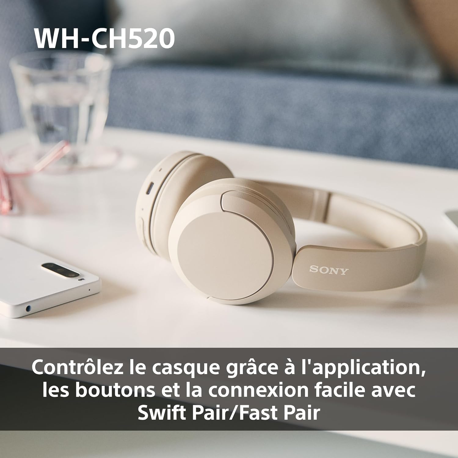 Sony - WH-CH520 série - casque sans fil - Bluetooth, micro, 50h autonomie