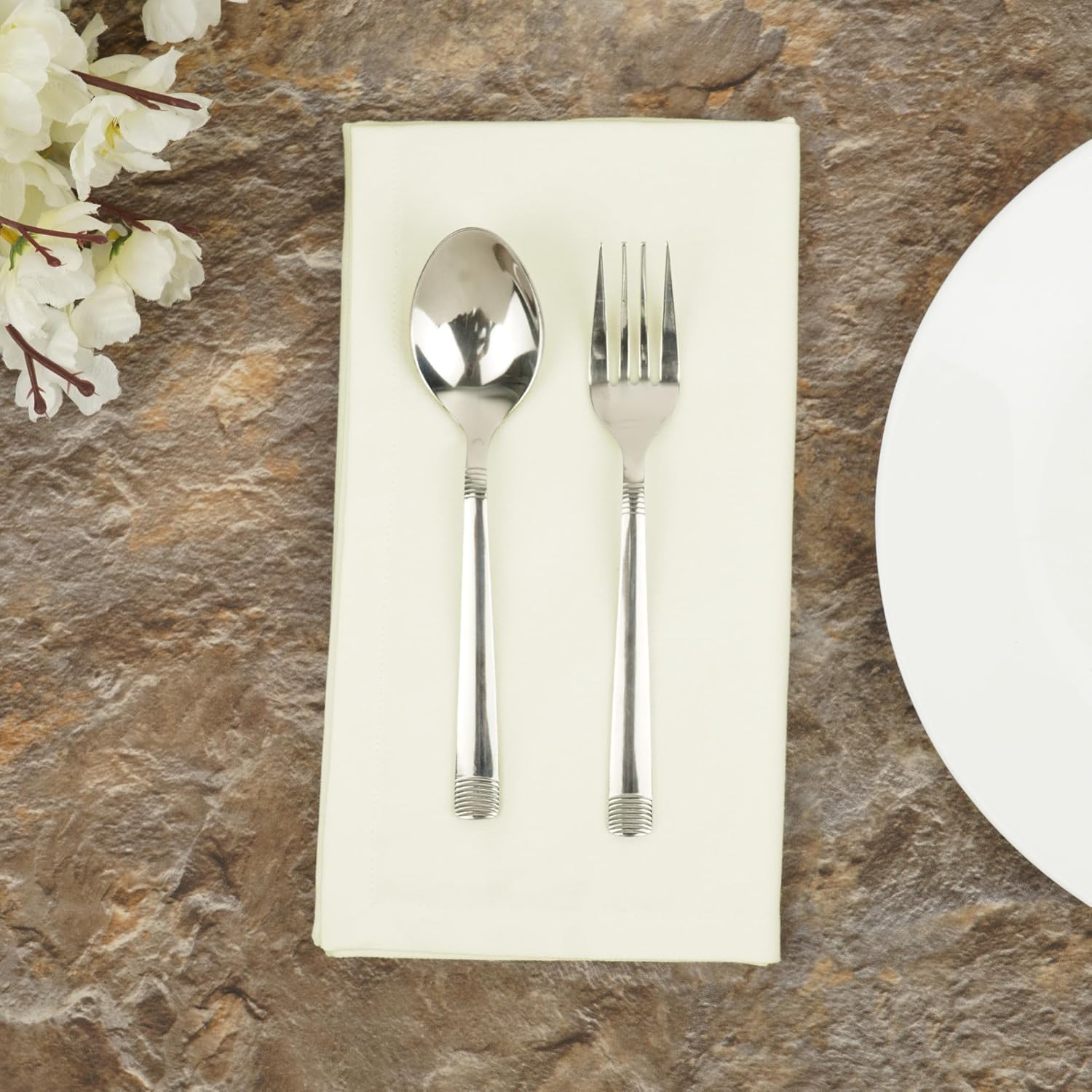 Sweet Needle - serviettes table crème 45x45cm coton épais lot de 12