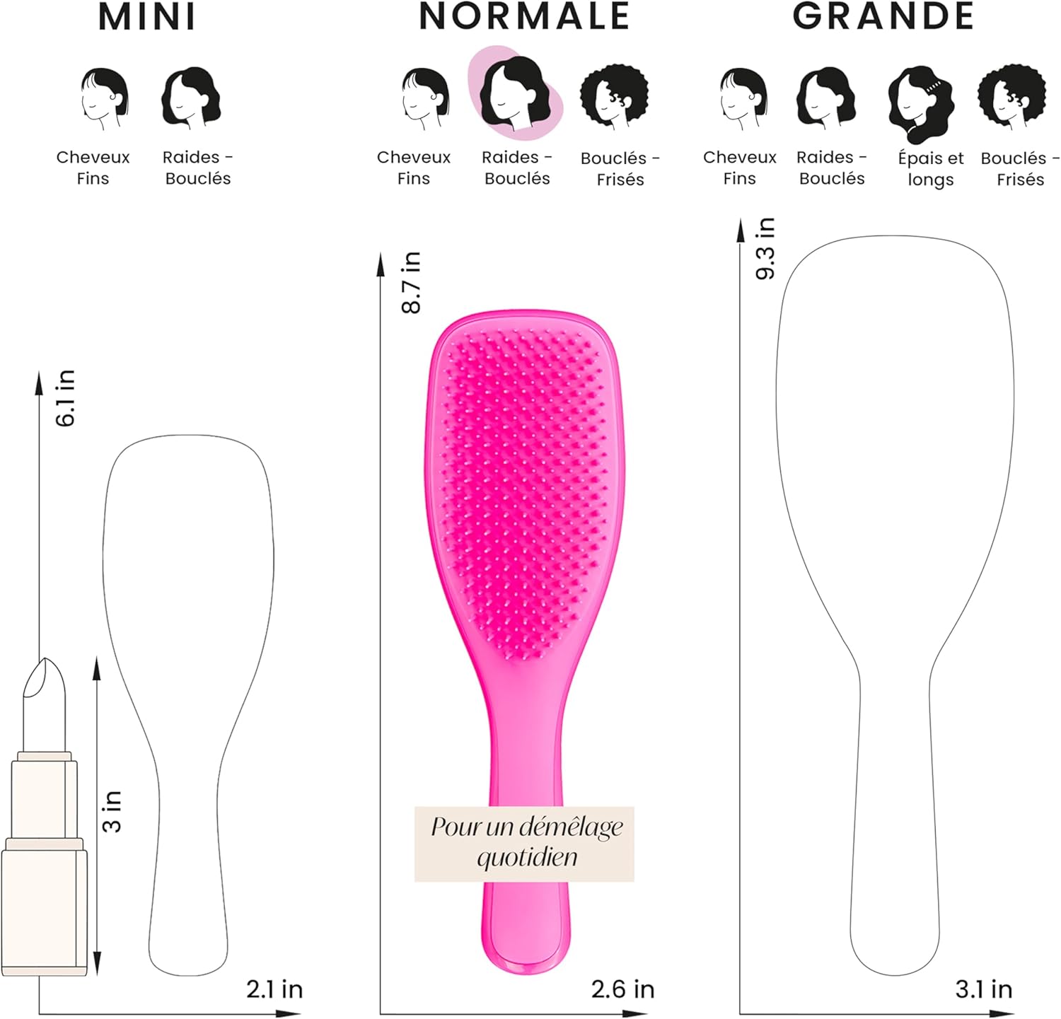 Tangle Teezer - Ultimate Detangler - picots deux niveaux, démêle sans casse, cheveux secs ou mouillés, 25x6 cm
