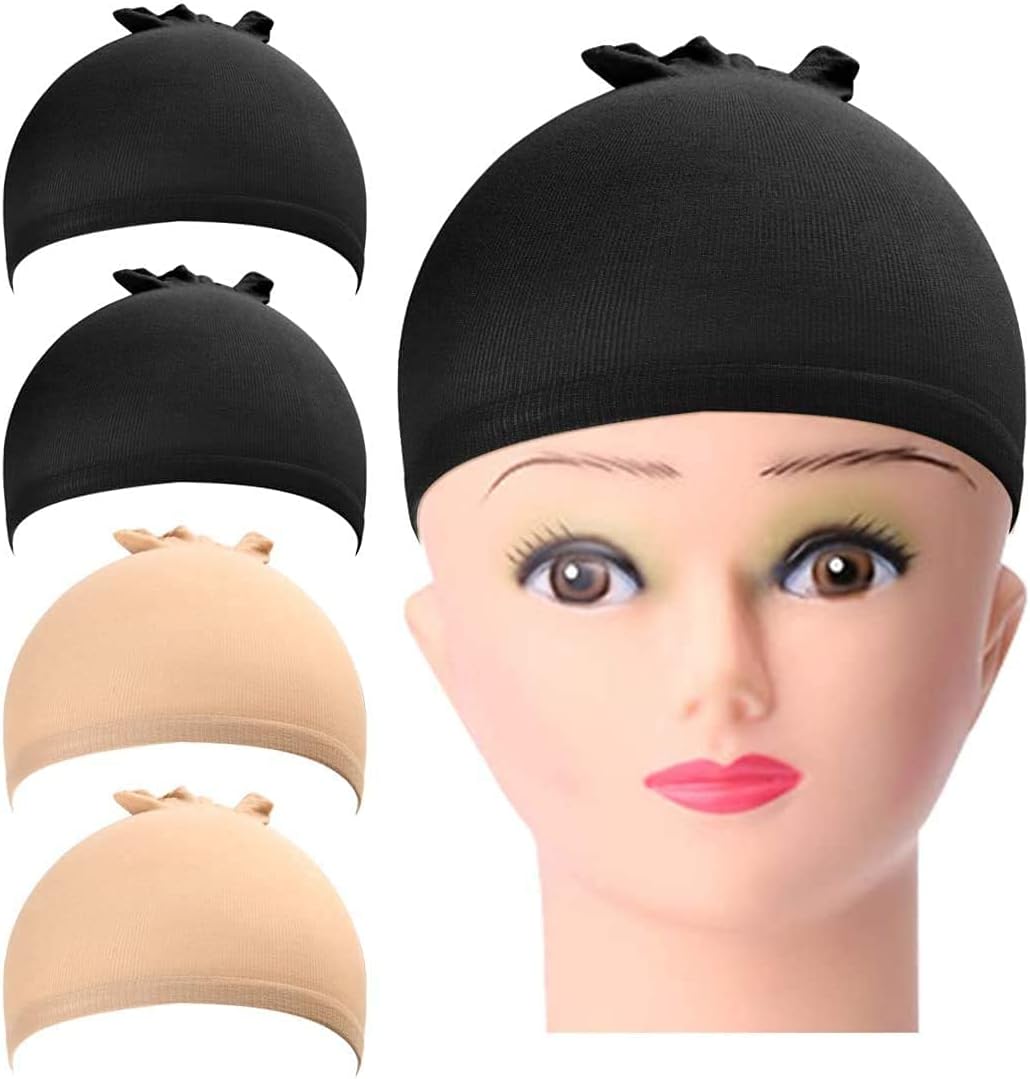URAQT - bonnet perruque nylon - 4pcs - unisexe, nude & noir, filets pour perruque