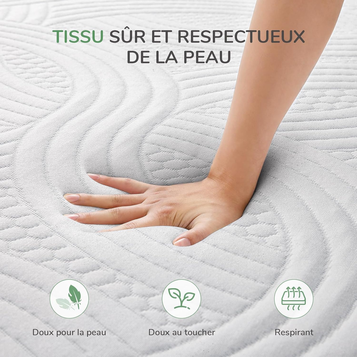 Novilla - surmatelas mémoire de forme gel - 140x190 cm - 7,5 cm, antidérapant, housse lavable