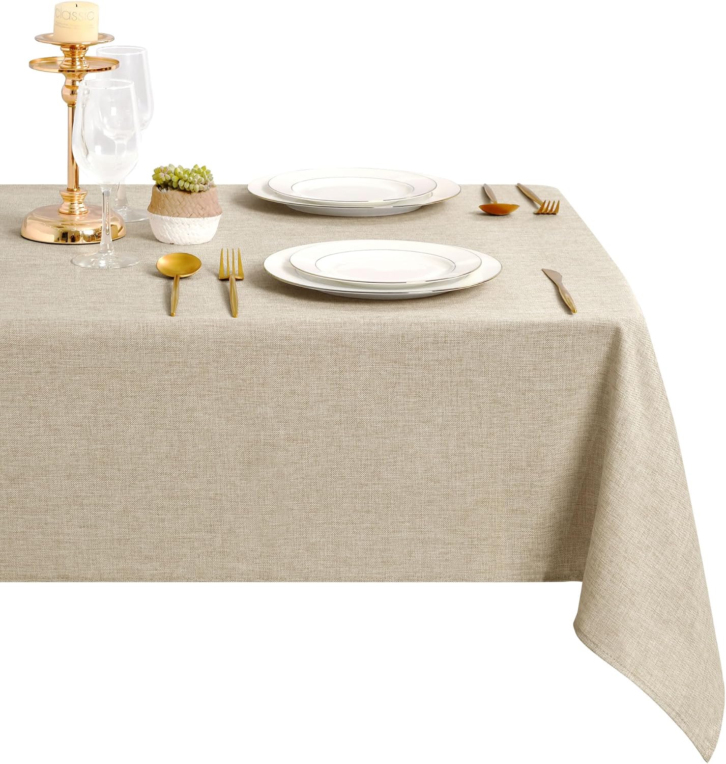 DWCN - nappe aspect lin 135x160cm, lavable, imperméable, anti-taches DWCN