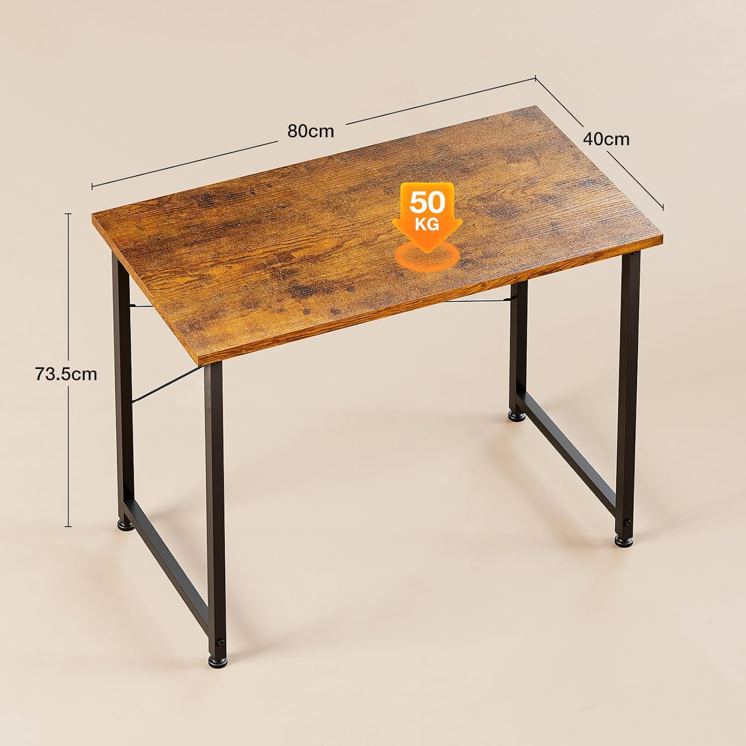 ODK - Petit bureau informatique - 80x40cm - compact, chambre, marron