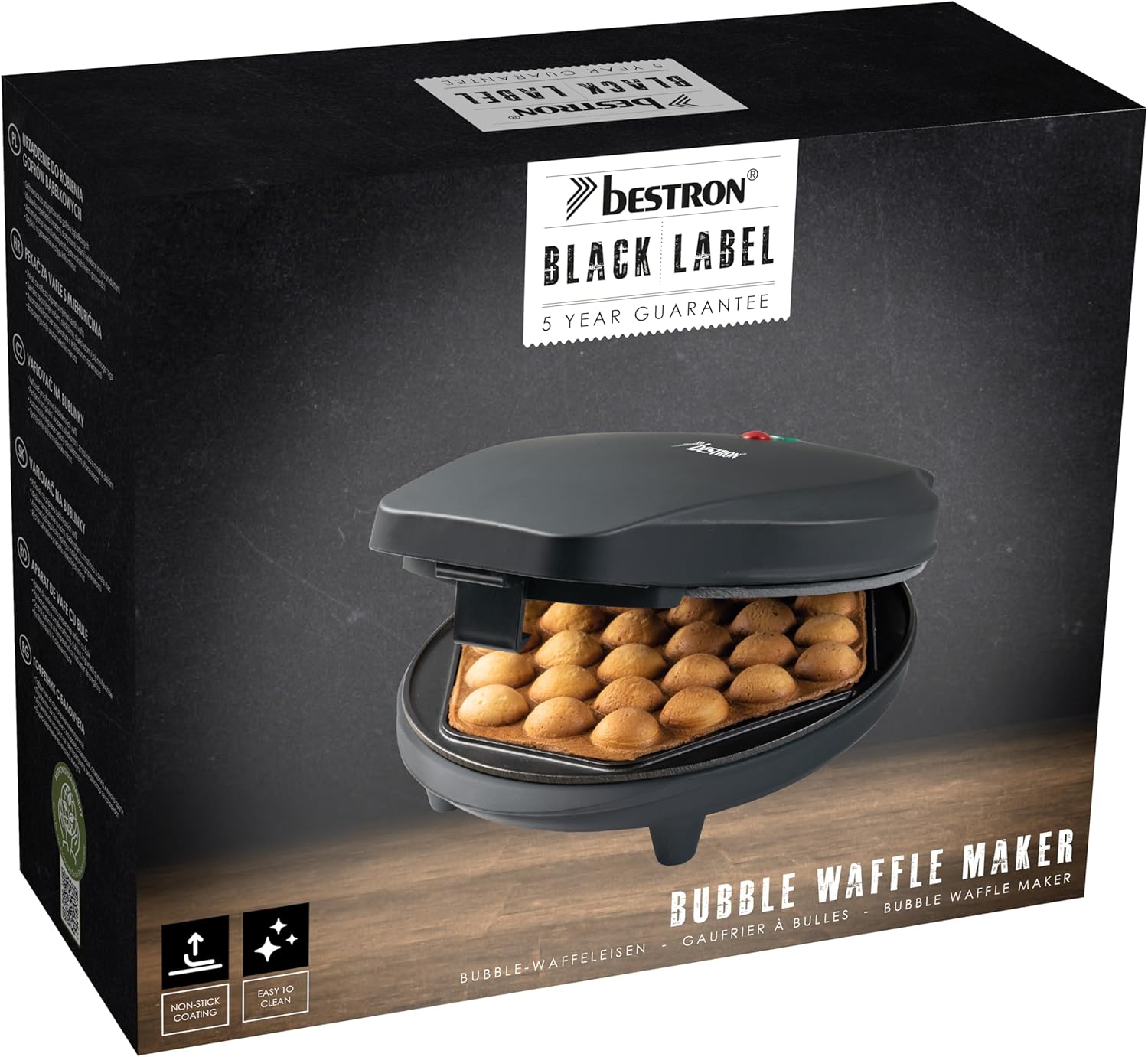 Bestron - Gaufrier à bulles, 700W, anti-adhésif, noir mat