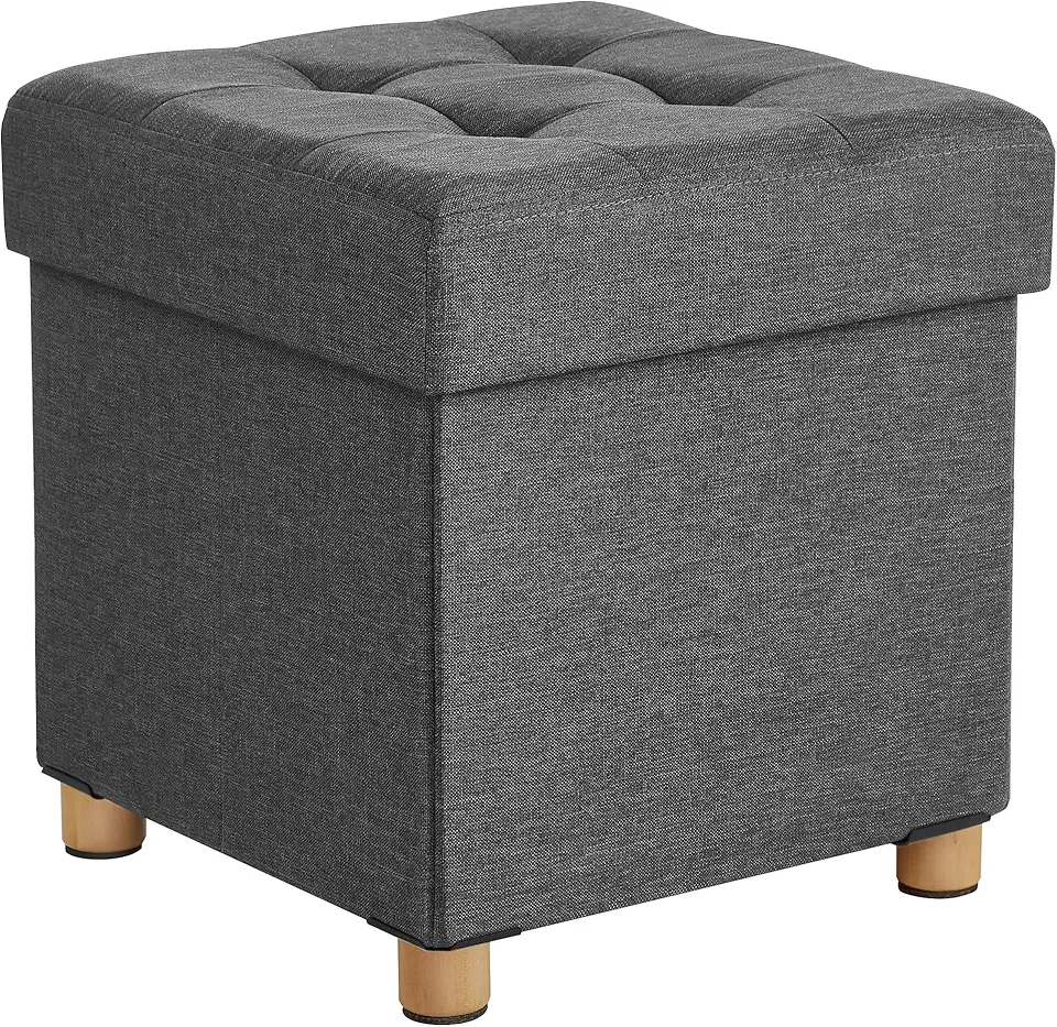 SONGMICS - pouf pliable - 38x38x40 cm - rangement, charge 300 kg LSF14GYZ