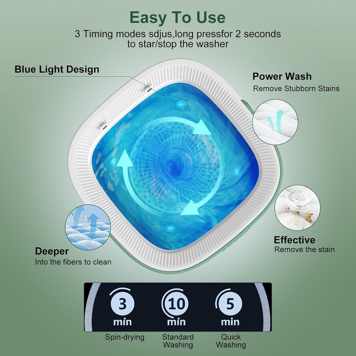 Mini machine à laver - 12L portable - 3 modes, essorage amovible, pliable
